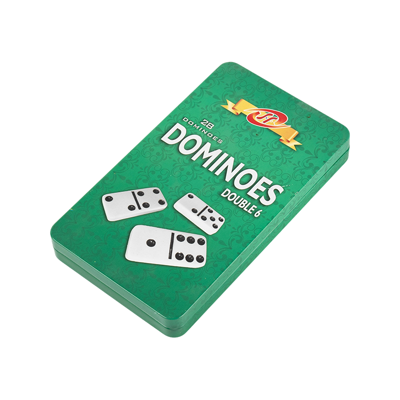 Standard Double Six Domino sötétkék vas dobozban