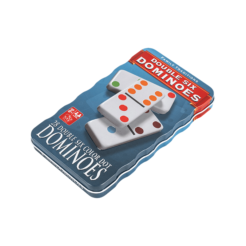 Double Six Domino kék újrahasznosítható gyűjtők vasdobozával 