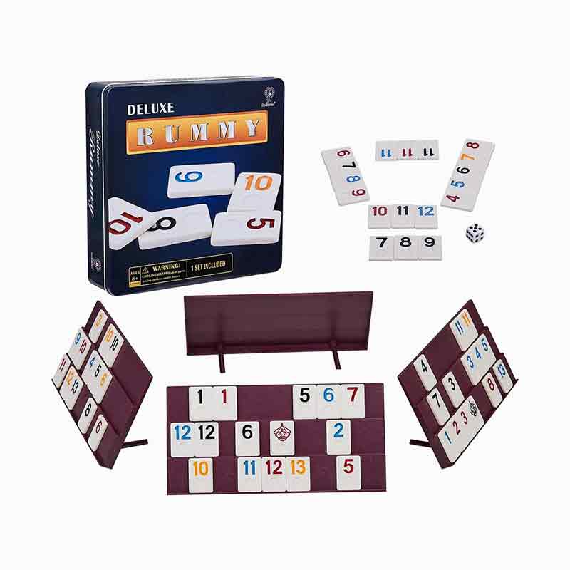 2-4 játékosok 106 csempe klasszikus digitális rummy játék vas tokokkal